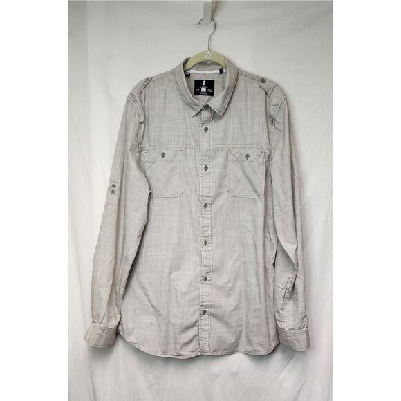 I JEANS by BUFFALO GRAY BUTTON DOWN LONG SLEEVE MEN'S SHIRT SIZE XXL - Picture 3 of 9